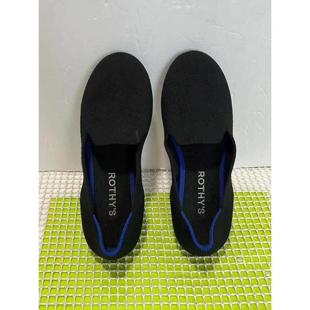 Rothy's Loafer Kids Size K3 Black Solid Knit Slip On Shoes 004-100 EUC